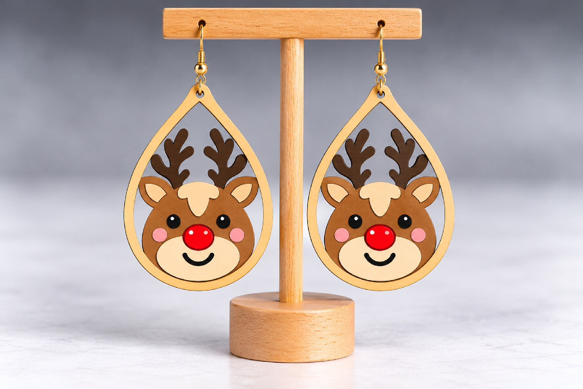 Reindeer Earrings Laser Cut SVG, an Object Graphic by Canvas Craft (Photo 2 of 4)
