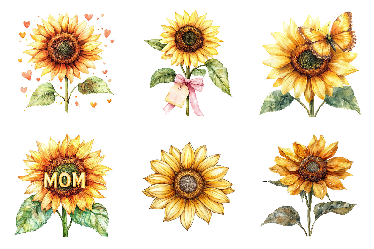 Sunflower Mother's Day Clipart, an Illustration by SinaCreation (Photo 4 of 5)
