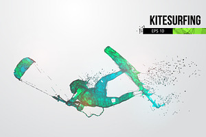 Silhouettes of a kitesurfer