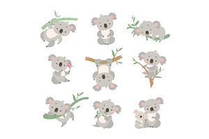 Cute koala. Cartoon koalas, wild, an Animal Illustration by Valerie Bodnar