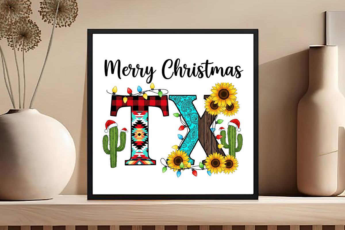Merry Christmas Texas TX Sublimation, an Illustration by Black Bird Studio (Photo 4 of 4)