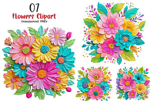 Watercolor Brushstroke Flowers PNG, an Illustration by SinaCreation