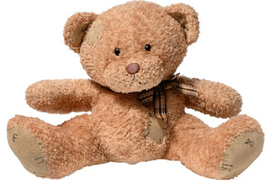 Brown teddy bear sitting on isolated background, children's toy, an Abstract Photo by ndanko
