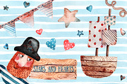 Sea Spirit - Watercolor Clip Art Set, an Illustration by Mashamashastu (Thumbnail 2 of 6)