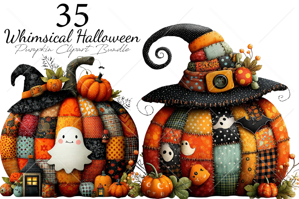 Whimsical Halloween Pumpkin Clipart, a Seasonal Illustration by Canvas Craft (Photo 1 of 10)