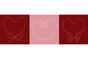 Coquette ribbon heart frames set on, an Illustration by art PVP - market