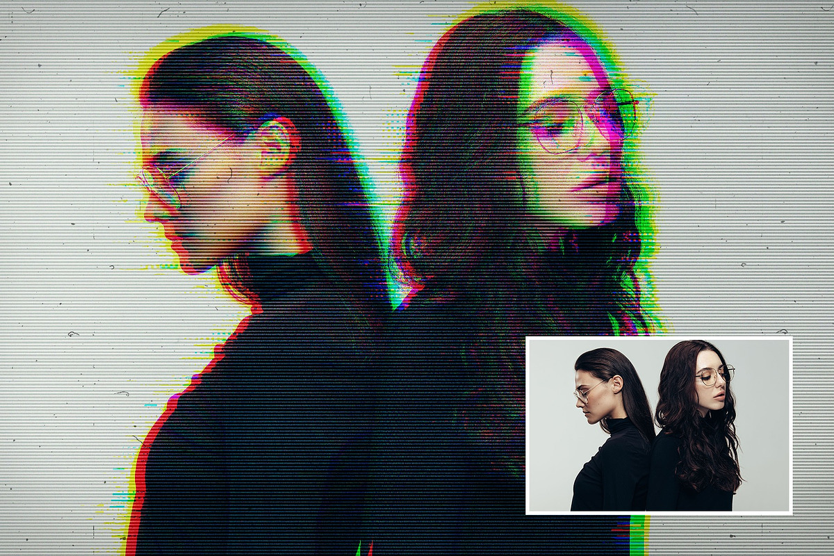 Glitch Retro Photo Effect Template, a Layer Style Add-On by DesignerCandies (Photo 3 of 7)