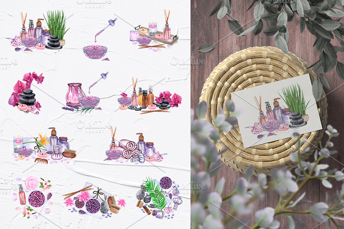 Aromatherapy Watercolor Collection, an Object Illustration by BarvArt (Photo 9 of 17)