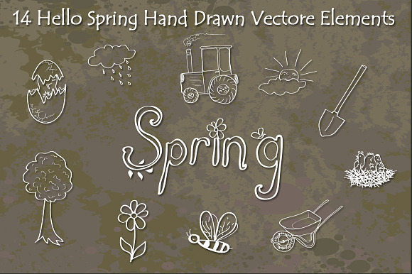 Hello Spring Hand Drawn Vectors preview 4