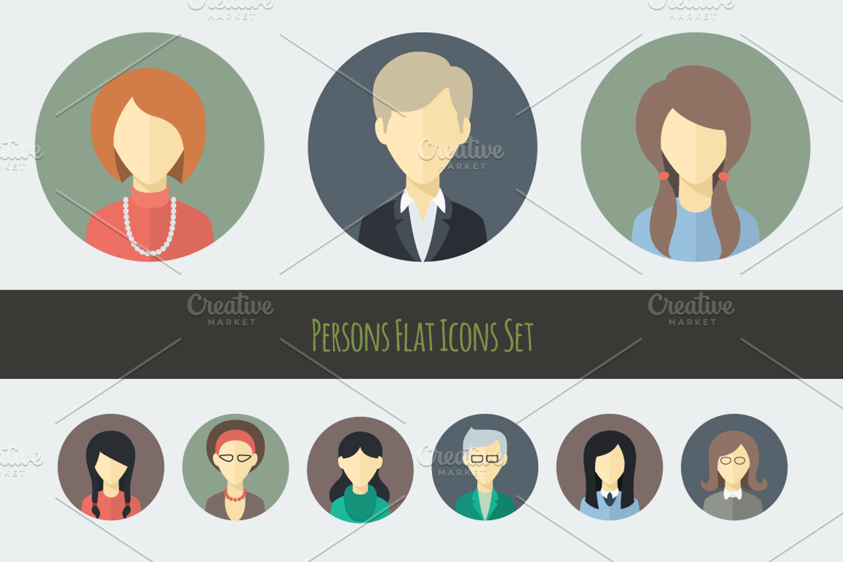 Flat Persons Icons Set 1, an Icon by Alex Serada (Photo 3 of 5)