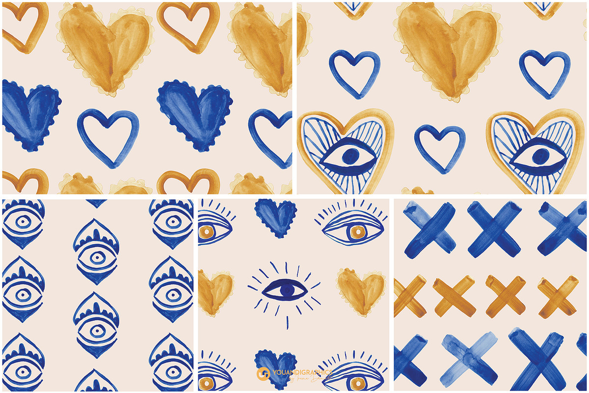 Beach House Watercolor Patterns, a Pattern Graphic by Youandigraphics (Photo 15 of 19)