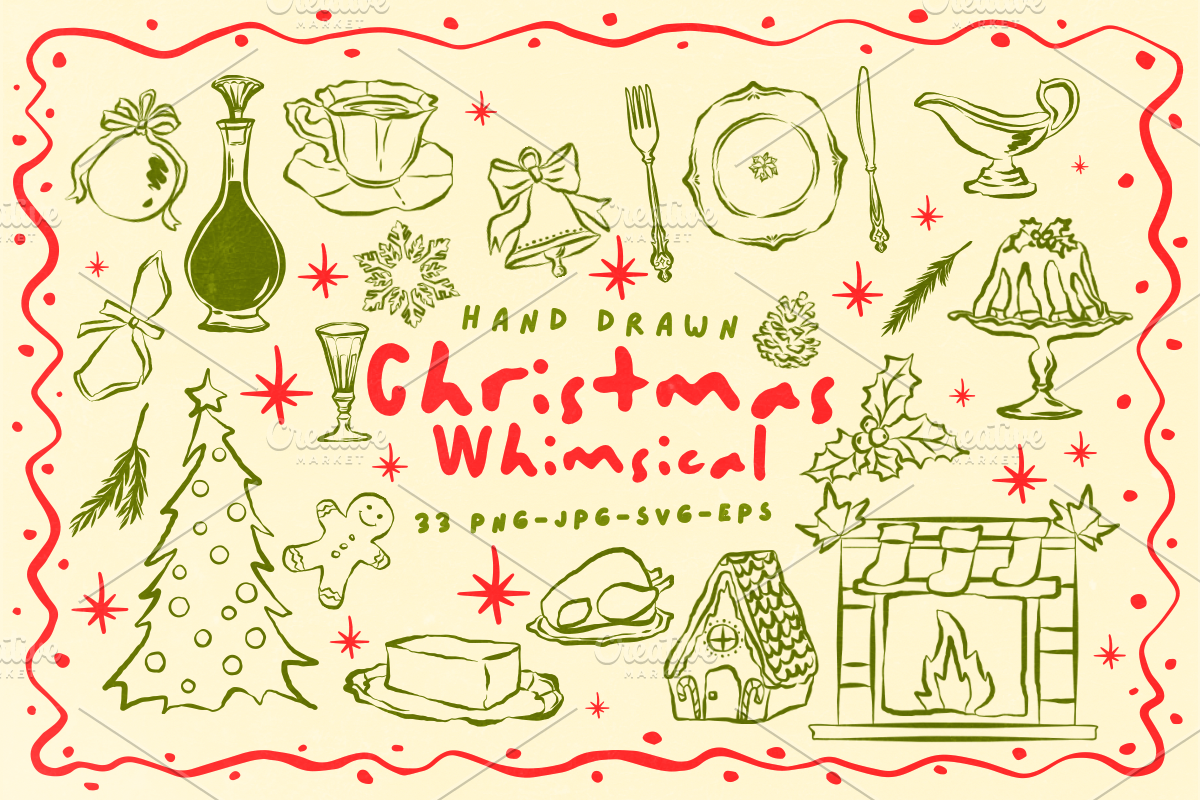 Hand Drawn Christmas Whimsical, a Seasonal Illustration by CraftingOnSunday (Photo 1 of 4)