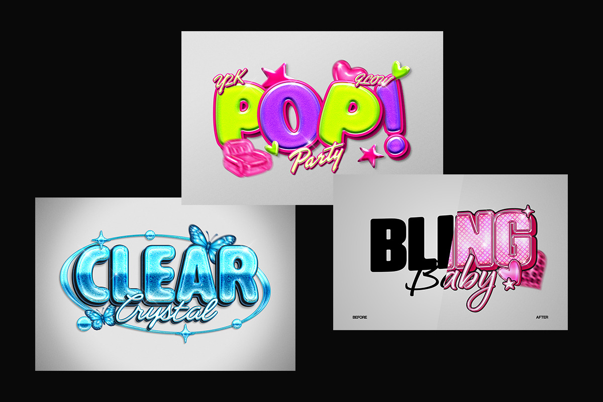 Chrome Y2K Text Effect, a Layer Style Add-On by Matsero (Photo 2 of 4)