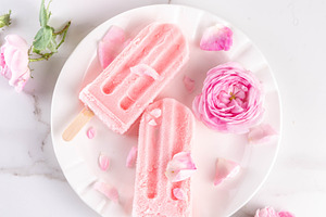 Sweet herbal rose popsicles ice cream lollies, a Food & Drink Photo by Rimma