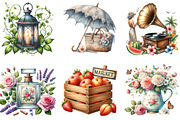 Vintage Summer Decorations Clipart, a Seasonal Illustration by DreamArtGraphic (Thumbnail 2 of 4)