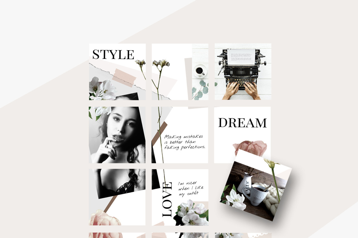 Instagram PUZZLE template - Floral, a Social Media Template by CreativeFolks (Photo 2 of 6)