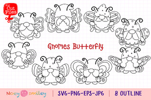 Gnomes Butterfly Outline Clipart