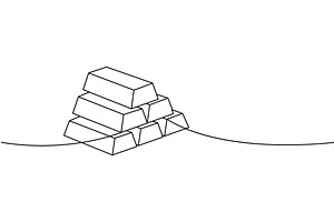 Stack of gold bars one line, an Object Illustration by GraphiShop
