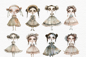 Peculiar Clipart, Whimsical Dolls