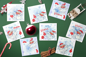 Christmas Watercolor Clipart Santa