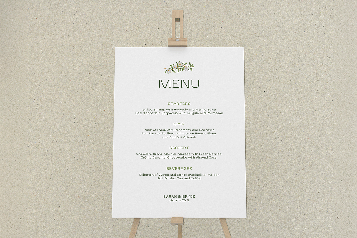 Green Floral Menu Set Templates, a Stationery Template by Paraná Studio (Photo 9 of 9)