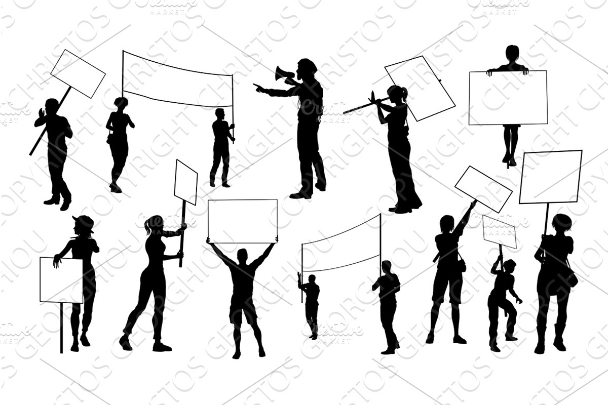 Protest Rally March Banner Sign, a Person Illustration by Christos Georghiou