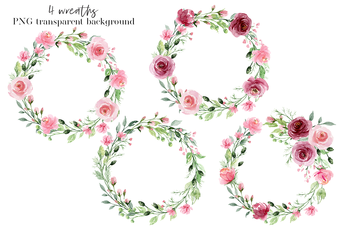 Watercolor flowers Pink & Marsala, an Illustration by Larisa Maslova (Photo 9 of 14)