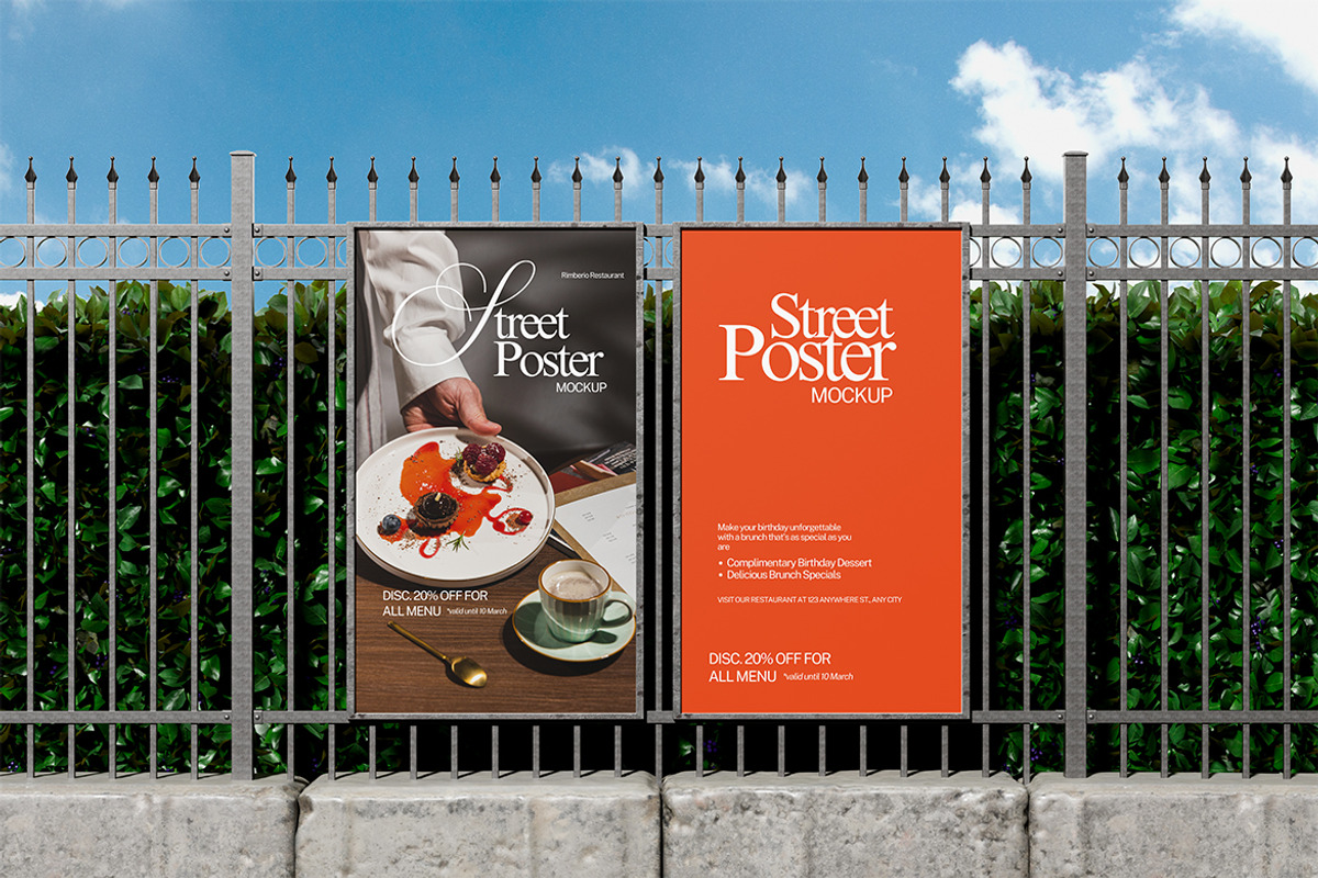 Street Poster Mockup, an Advertising Mockup by HanaSaka_Studio (Photo 2 of 5)