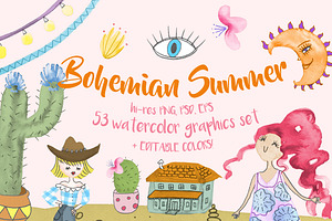 Bohemian Summer Watercolor Set