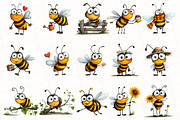 Quirky Funny Bee Clipart, an Illustration by OK Design (Thumbnail 3 of 6)