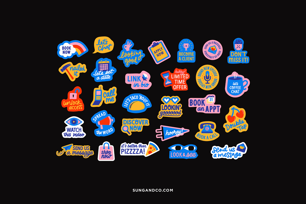 Illustrative Call to Action Stickers, a Templates & Theme by sungandco (Photo 3 of 7)