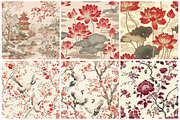 Red & White Chinoiserie Digital Pape, a Texture Graphic by CitraGraphics (Thumbnail 4 of 9)