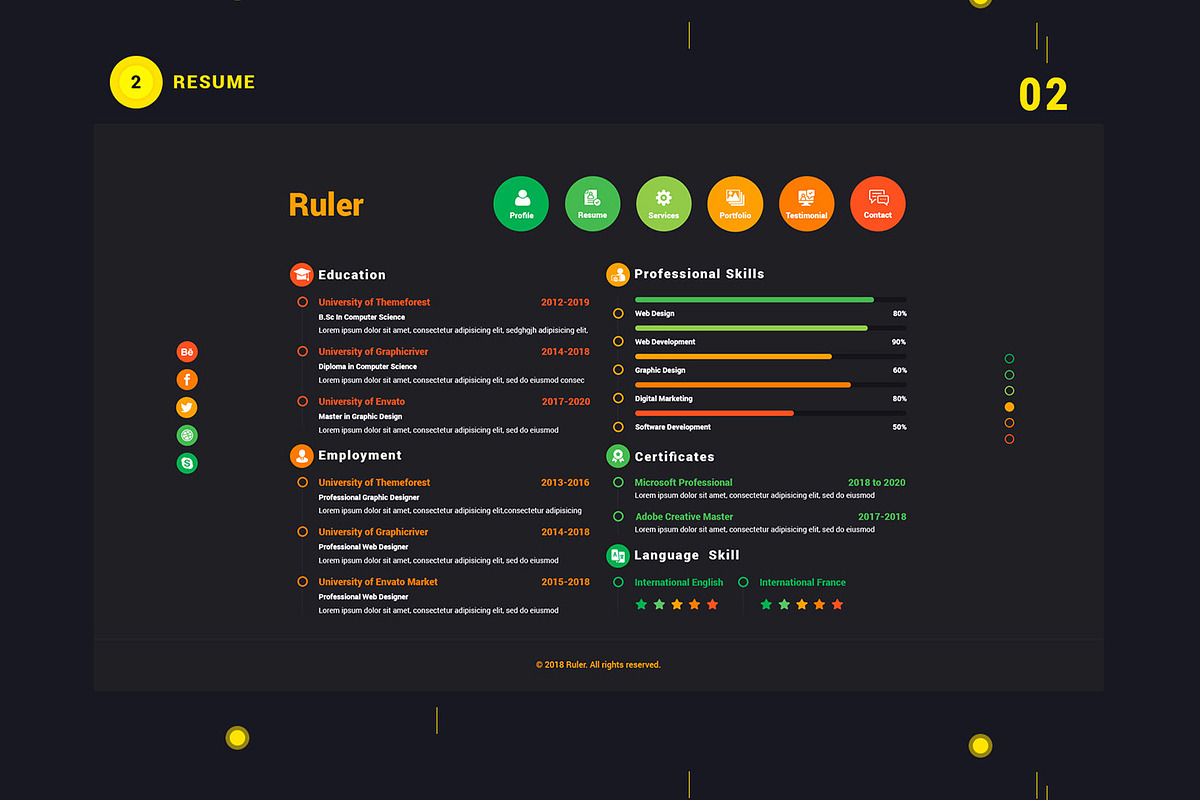 Ruler Vcard CV Resume HTML Template, a HTML Template by RiveupDigital (Photo 2 of 7)