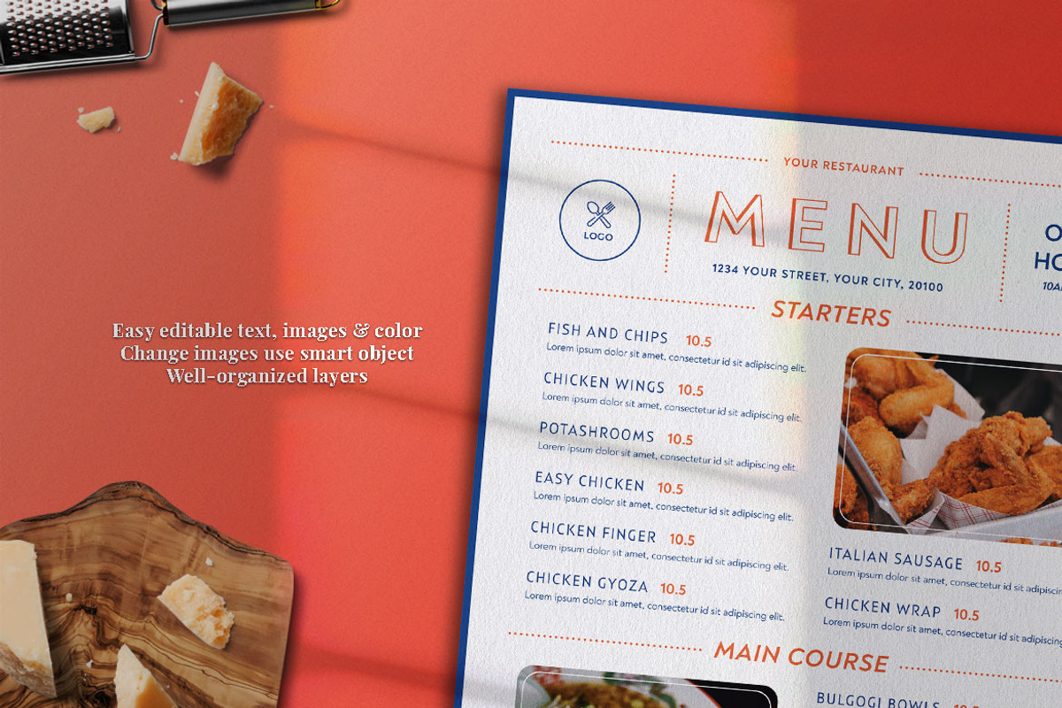 Modern Food Menu, a Print Template by The Savory Directors (Photo 2 of 3)