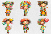 Quirky Valentine Day Girl Clipart, a Seasonal Illustration by Rose Art (Thumbnail 4 of 7)