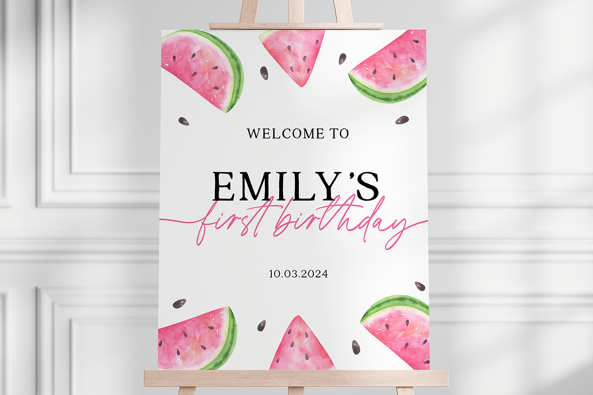 One in a Melon Welcome Sign Banner, an Invitation Template by Digital_Mind (Photo 4 of 5)