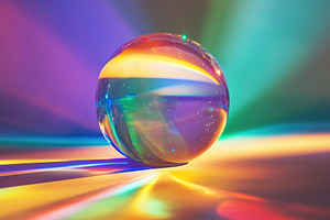 A crystal ball refracting light, creating a spectrum of rainbow colors on a sur, an Arts & Entertainment Photo by Textures & Backgrounds