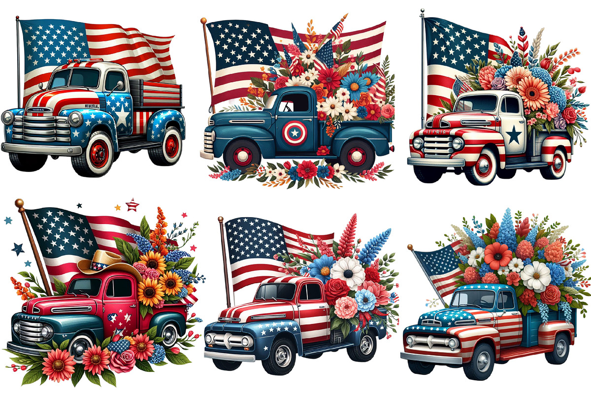 Memorial Day  Truck Clipart The Down, an Animal Illustration by Sublimation Artist (Photo 3 of 6)