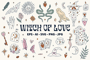 Witch of Love Bundle, an Object Illustration by Annie Konst