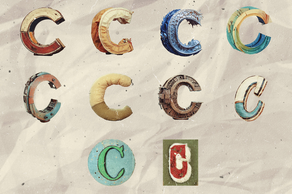 260 Stylized Alphabets (for collage), an Object Graphic by Megan Aili Designs (Photo 4 of 28)