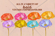 Retro Wildflowers - Bold Flowers, a Texture Illustration by Dear Darling Design (Thumbnail 3 of 11)
