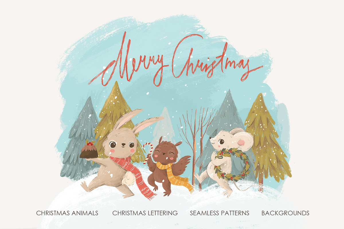 Christmas characters and lettering, an Animal Illustration by Lesya Skripak (Photo 1 of 7)
