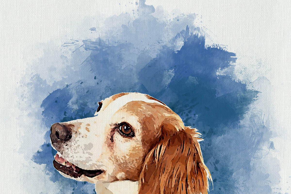 Dog Watercolor Painting Bundle, an Action Add-On by Photoshop Action (Photo 14 of 14)