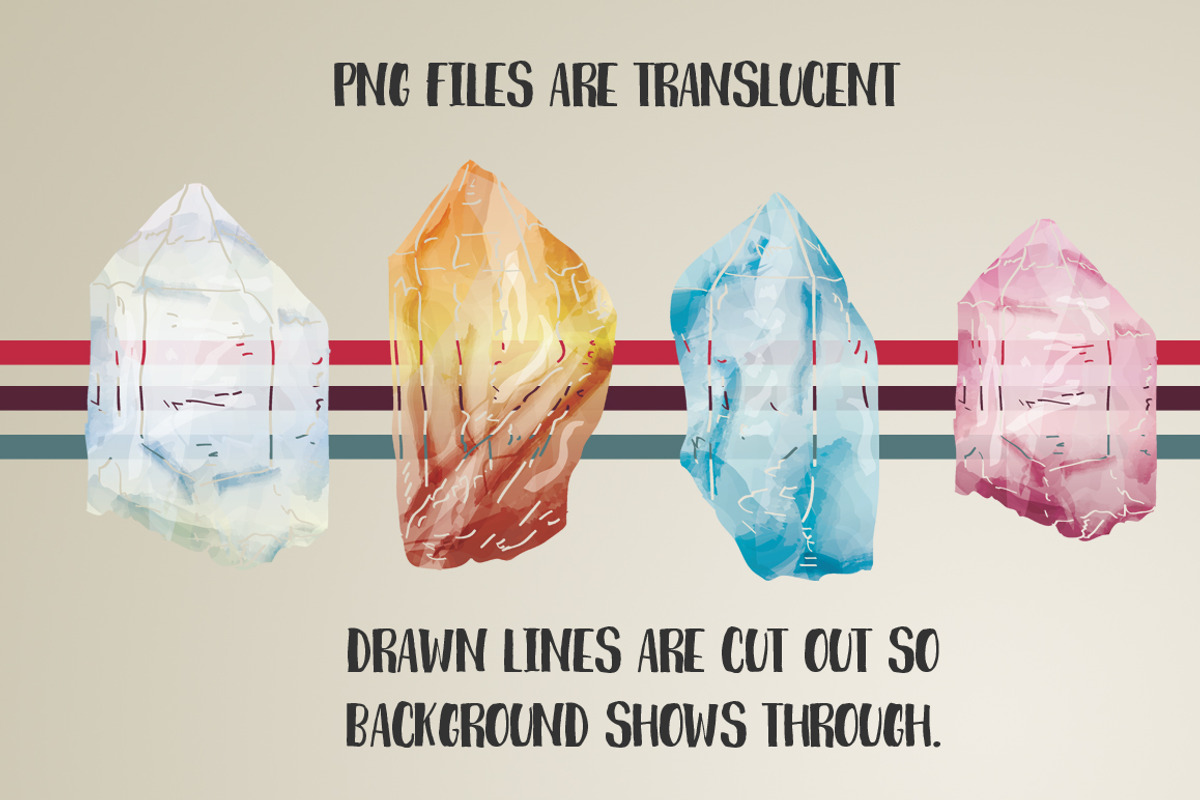 Hand Drawn Watercolor Crystals, an Illustration by Transfuchsian (Photo 5 of 6)