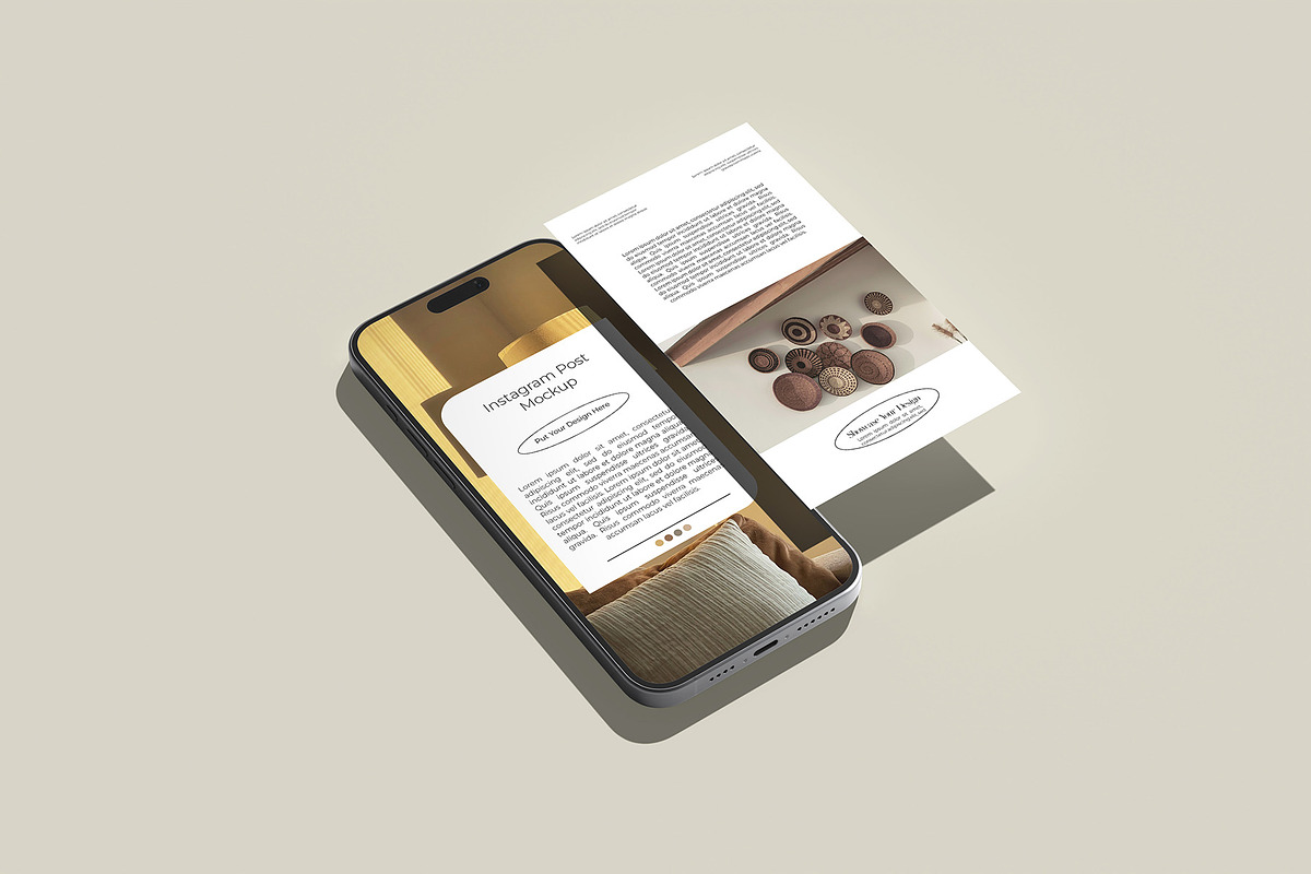 Instagram post mockup, an iPhone Mockup by Graphicbars (Photo 5 of 17)