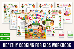 Healthy Cooking for Kids Workbook, a Stationery Template by Designmela01