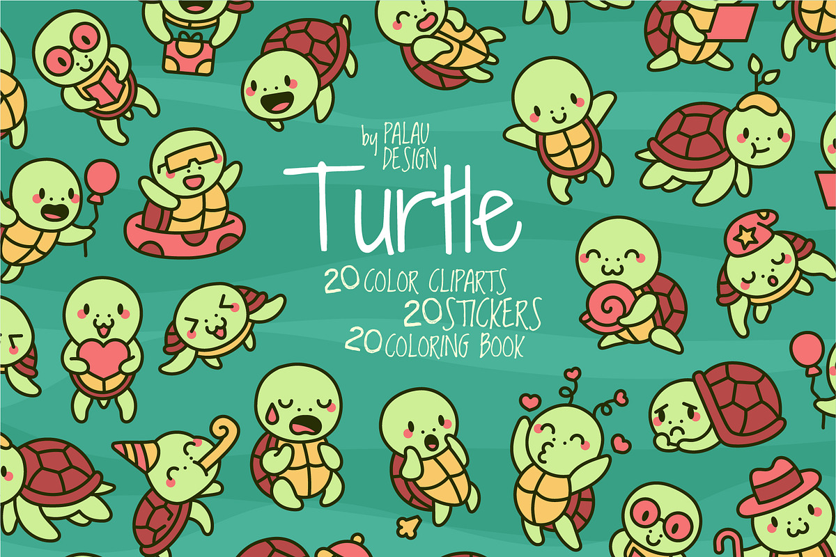 Sea Turtle Clipart Set, an Animal Illustration by Palau (Photo 1 of 10)