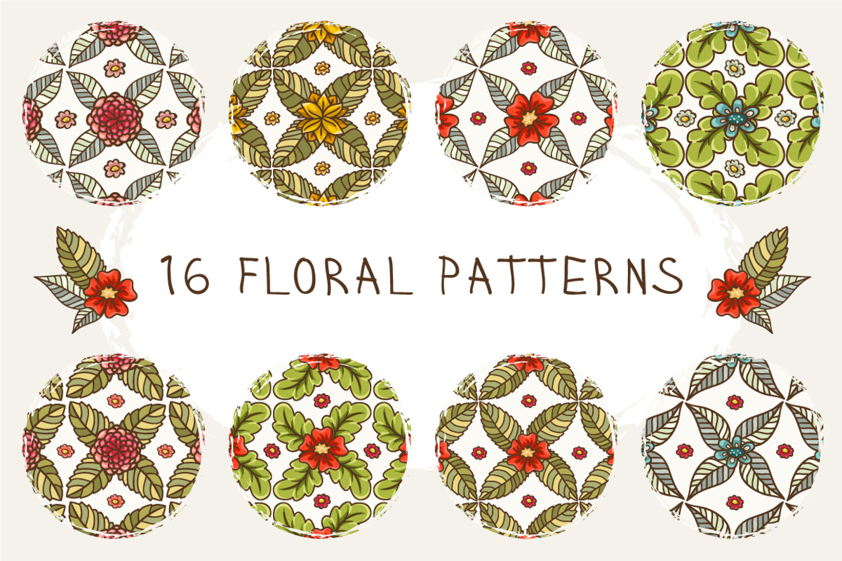 Set of 16 floral patterns