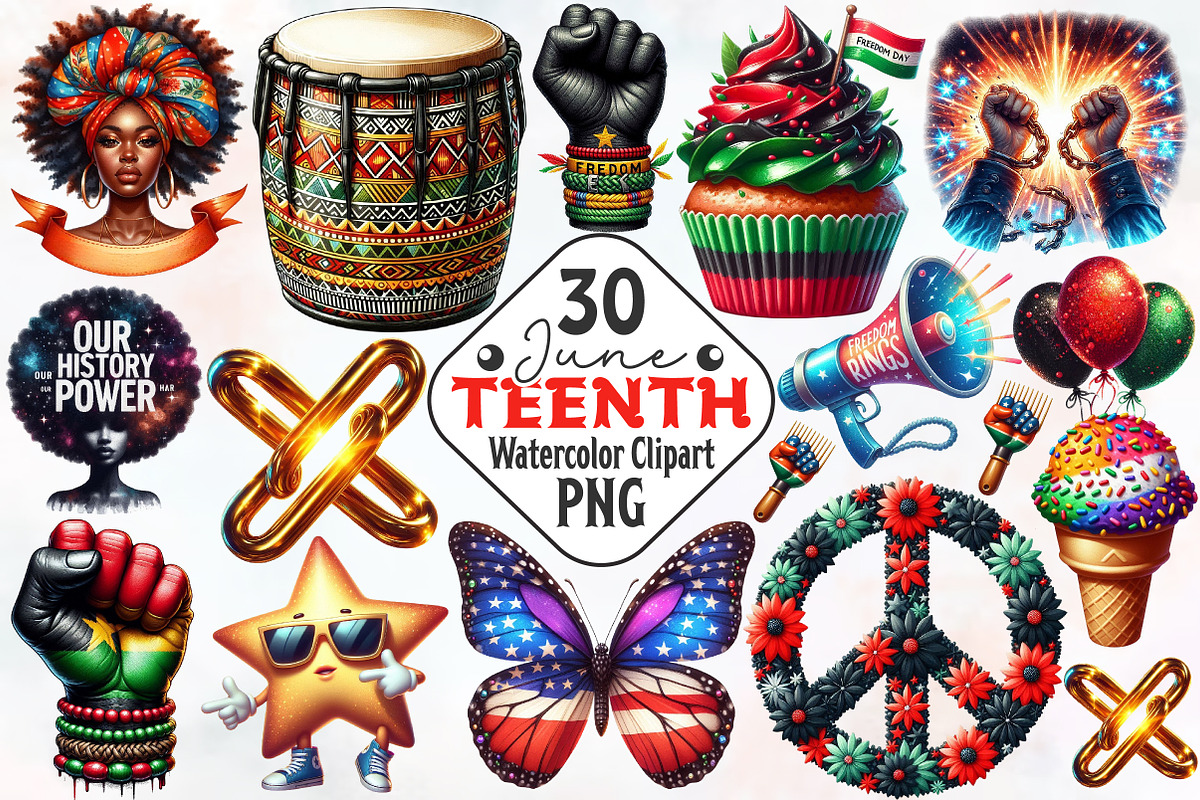 juneteenth Sublimation Clipart, an Illustration by RobertsArt (Photo 1 of 7)