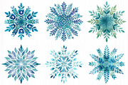 Snowflakes Watercolour Set Clipart, an Illustration by DreamCafeArt (Thumbnail 2 of 7)
